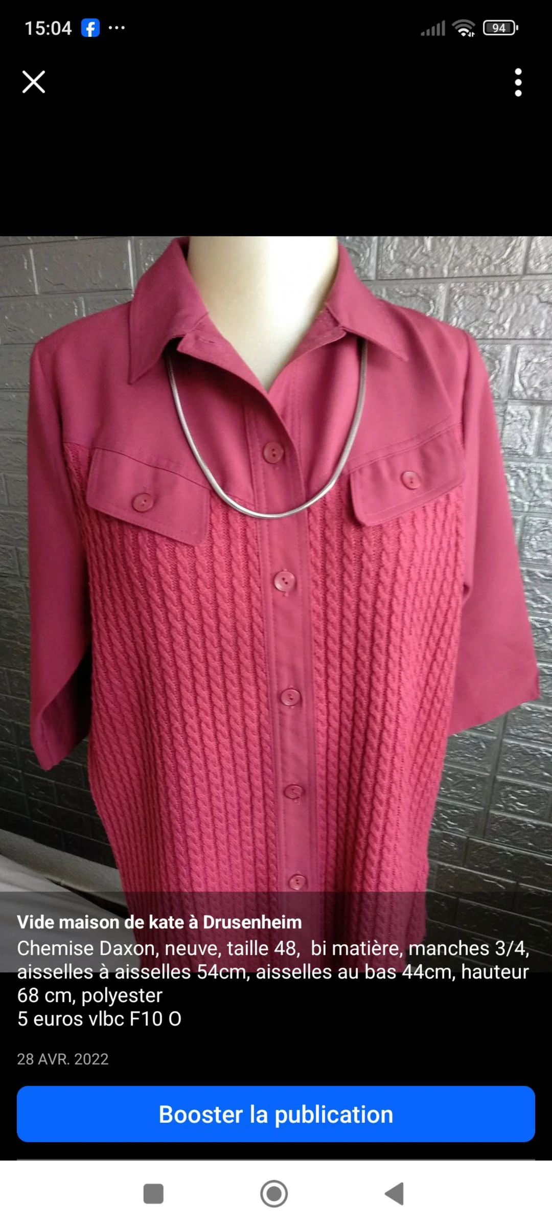 Chemise Daxon taille 48 